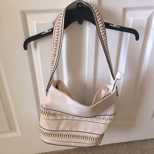 Gussaci cream with stitched design w/ brown purse